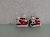 Kerstbeeldje met lampje - 2 stuks