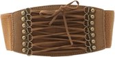 Stretch tailleriem met korset vetersluiting | Bruin | Elastische Korset Riem