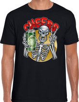 Cheers / Proost skelet Halloween verkleed t-shirt zwart voor heren - horror shirt / kleding / kostuum / Halloween outfit 2XL