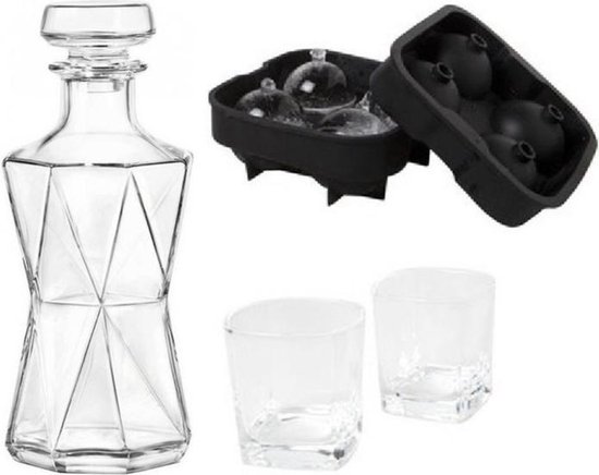 4-delige whisky cadeauset - karaf & whiskyglazen - gewenste gravure - met houten dienblad - voor kenners - echtgenoot, vader - motief Beste vader ter wereld - België