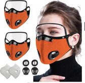 N95 Z-mask  met oogbescherming (mondmasker) mondkapje Duo-pakket + 2 filters van 5 laags + 2 ventiel  transparant oogbescherming geen ffp2