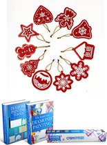 Crafterman™ Diamond Painting Pakket Volwassenen - Kerstversiering voor in de boom - 10 stuks - RONDE STEENTJES -  Met tijdelijk 2 E-Books
