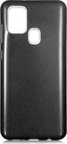 Samsung Galaxy M21 Hoesje Glitters Siliconen TPU Case Zwart - BlingBling Cover