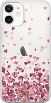 iPhone 12 mini transparant hoesje - Falling hearts | Apple iPhone 12 Mini case | TPU backcover transparant