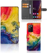 GSM Hoesje Geschikt voor Samsung Galaxy Note20 Ultra Wallet Book Case Watercolor Dark