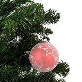 Oneiro's luxe kerstbal VELVET star -rood - wit – ø80 mm- kerstbal - luxe verpakking – kerstcollectie – kerstdecoratie – kerstboomhanger – kerstversiering