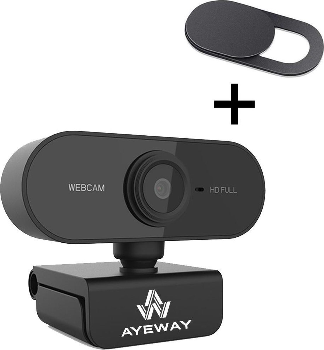 AyeWay Professionele Full HD Webcam - Inclusief Gratis Webcam Cover - Webcam voor PC - Microfoon - Werk & Thuis - Windows & Mac