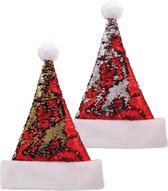 Kerstmuts Omkeerbare Pailletten Rood/Zilver of Rood/ Goud One-size