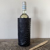 Wijnkoeler croco leer zwart