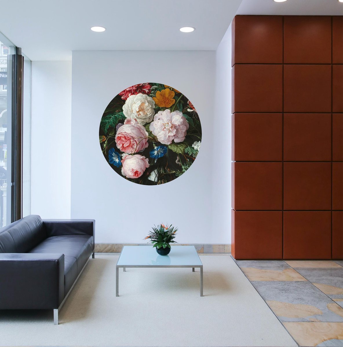 Staerkk - Uitvergroting Stilleven met bloemen Jan Davidsz. de Heem - Ø60 cm - Muurcirkel van dibond incl. bevestiging