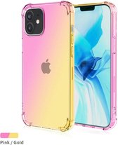 iPhone 12 Pro (6.1) hoesje - transparant hoesje - regenboog roze/goud - siliconen - leuke kleur - hoesje met print -