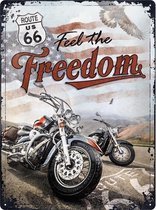 Wandbord - Route 66 Feel The Freedom - 30x40 cm