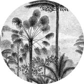 Staerkk  - Palmbomen zwart/wit - Ø60 cm - Muurcirkel van dibond incl. bevestiging