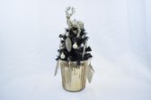 Mini kunst kerstboom, in glazen pot, goud, 38 x Ø 15 cm, kerststukje