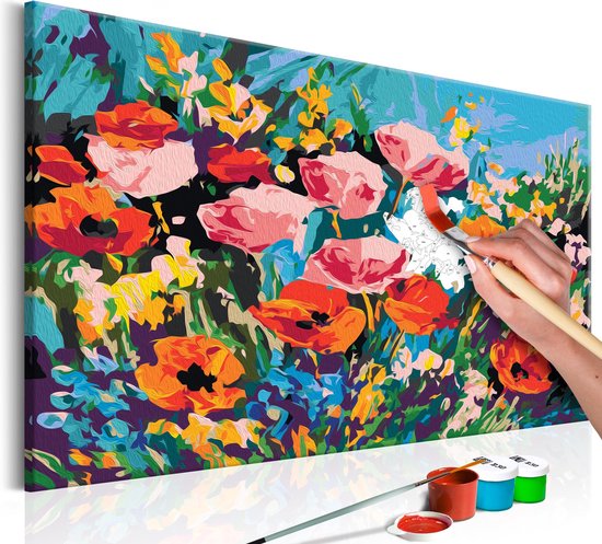 Bruidegom Uitscheiden Dislocatie Doe-het-zelf op canvas schilderen - Kleurrijke Veldbloemen 60x40 ,  Europese... | bol.com