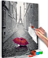 Doe-het-zelf op canvas schilderen - Parijs in de Regen 40x60 ,  Europese kwaliteit, cadeau idee