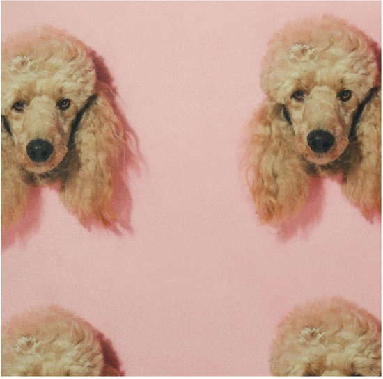 Sierkussen Poodle Velvet Roze 45 X 45 cm - Merkloos