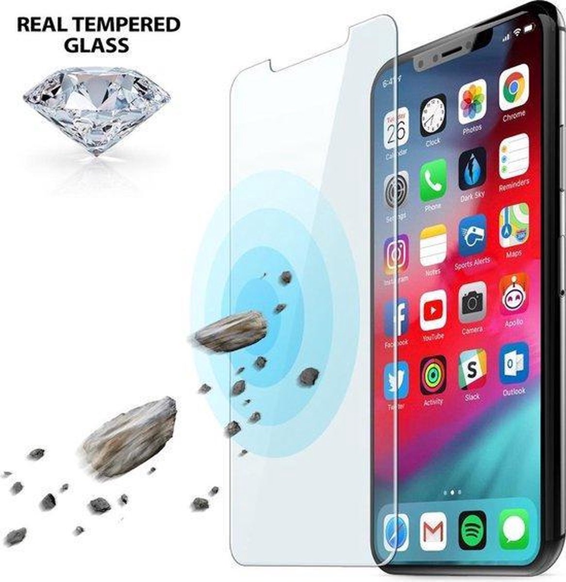 ✅ NIEUW 1 STUKS Apple iPhone 11XR Screenprotector / Screenprotector glas - Tempered Glass screen protector - iPhone XR Screenprotector glas - BY PROLEDPARTNERS ®