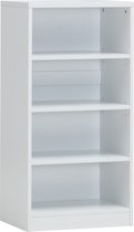 Boekenkast modern 110 cm met 3 planken spaanplaat  wit