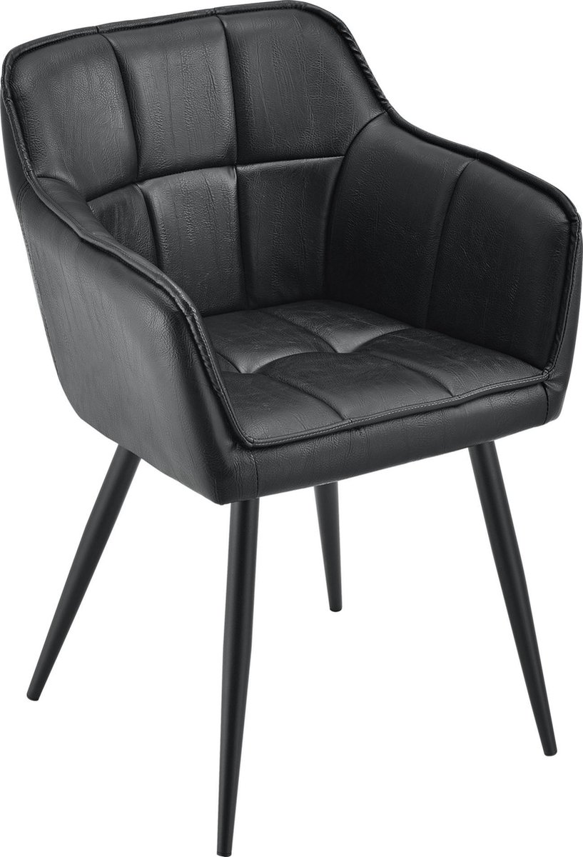 en.casa Eetkamerstoel Birmingham kuipstoel 81x57x53 cm zwart [en.casa]