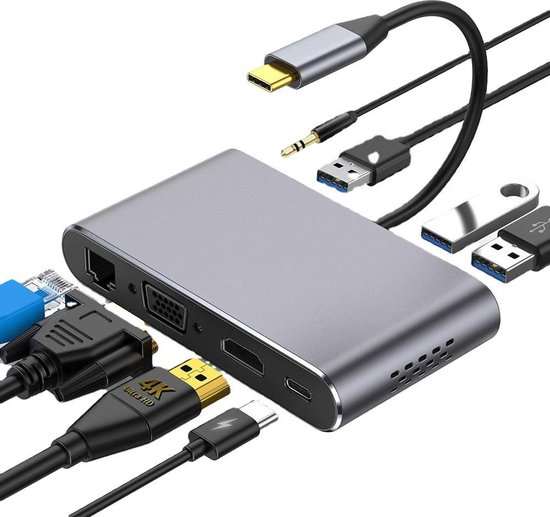 8-in-1 USB-C Hub Adapter - 4K HDMI, 87W PD, RJ45 Ethernet, SD/TF Card Reader - Space Grey - View #4