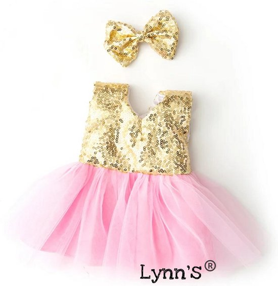 bunker Worden Immoraliteit Poppenkleertjes - Geschikt voor poppen tot 43cm - Gouden glitter jurk met  roze tutu en... | bol.com
