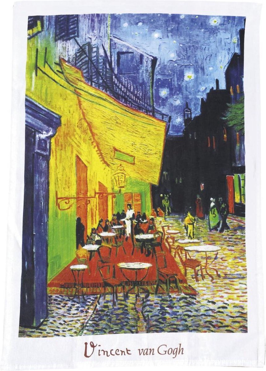 Theedoek kunstwerk Café de nuit van Vincent van Gogh