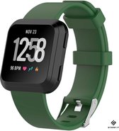 Siliconen Smartwatch bandje - Geschikt voor Fitbit Versa / Versa 2 silicone band - groen - Strap-it Horlogeband / Polsband / Armband - Maat: Maat L