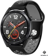 Siliconen Smartwatch bandje - Geschikt voor  Huawei Watch GT / GT 2 sport band - zwart/grijs - 46mm - Strap-it Horlogeband / Polsband / Armband