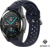 Siliconen Smartwatch bandje - Geschikt voor  Huawei Watch GT siliconen bandje met gaatjes - donkerblauw - 46mm - Strap-it Horlogeband / Polsband / Armband