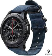 Nylon Smartwatch bandje - Geschikt voor Strap-it Samsung Galaxy Watch 45mm / 46mm nylon gesp band - blauw - Strap-it Horlogeband / Polsband / Armband
