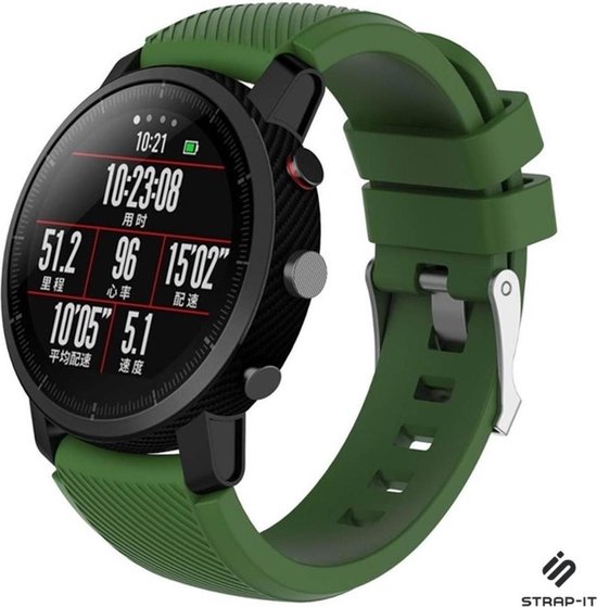 Strap-it Xiaomi Amazfit Pace silicone band - legergroen | bol.com