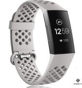 Siliconen Smartwatch bandje - Geschikt voor  Fitbit Charge 3 / 4 siliconen bandje met gaatjes - grijs - Maat: L - Strap-it Horlogeband / Polsband / Armband