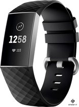Siliconen Smartwatch bandje - Geschikt voor  Fitbit Charge 4 silicone band - zwart - Maat: L - Strap-it Horlogeband / Polsband / Armband