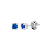 YO&NO - Oorbellen - Zilver - Oorknoppen -  Saffier - 3,5mm - Sieraden Vrouw - Gerhodineerd - Zilver 925