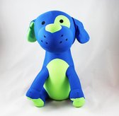Cuddlebug - Hond - Knuffelkussen - Kampeerkussen - Nekkussen (reizen) - 32 cm x 17 cm - Groen/Blauw