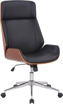 Bureaustoel - Kantoorstoel - Design - In hoogte verstelbaar - Hout - Zwart/donkerbruin - 66x58x118 cm