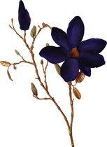 Viv! Home Luxuries Magnolia decoratietak - zijden bloem - blauw met goud - 76cm - topkwaliteit