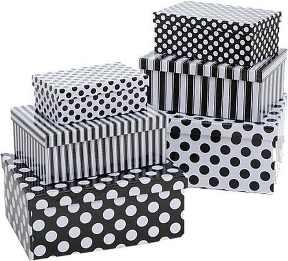 tumor Rudyard Kipling US dollar Set van 6 geneste dozen wit met zwart dots en strepen | bol.com