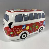 Hippie busje spaarpot met versiering (Rood)