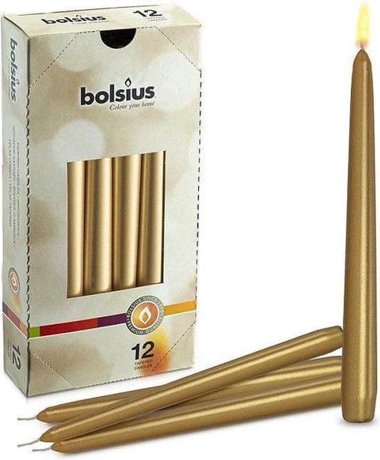 Bolsius Gotische kaarsen Goud 245/24 12 stuks - 2 pakken - 24 Gouden kaarsen