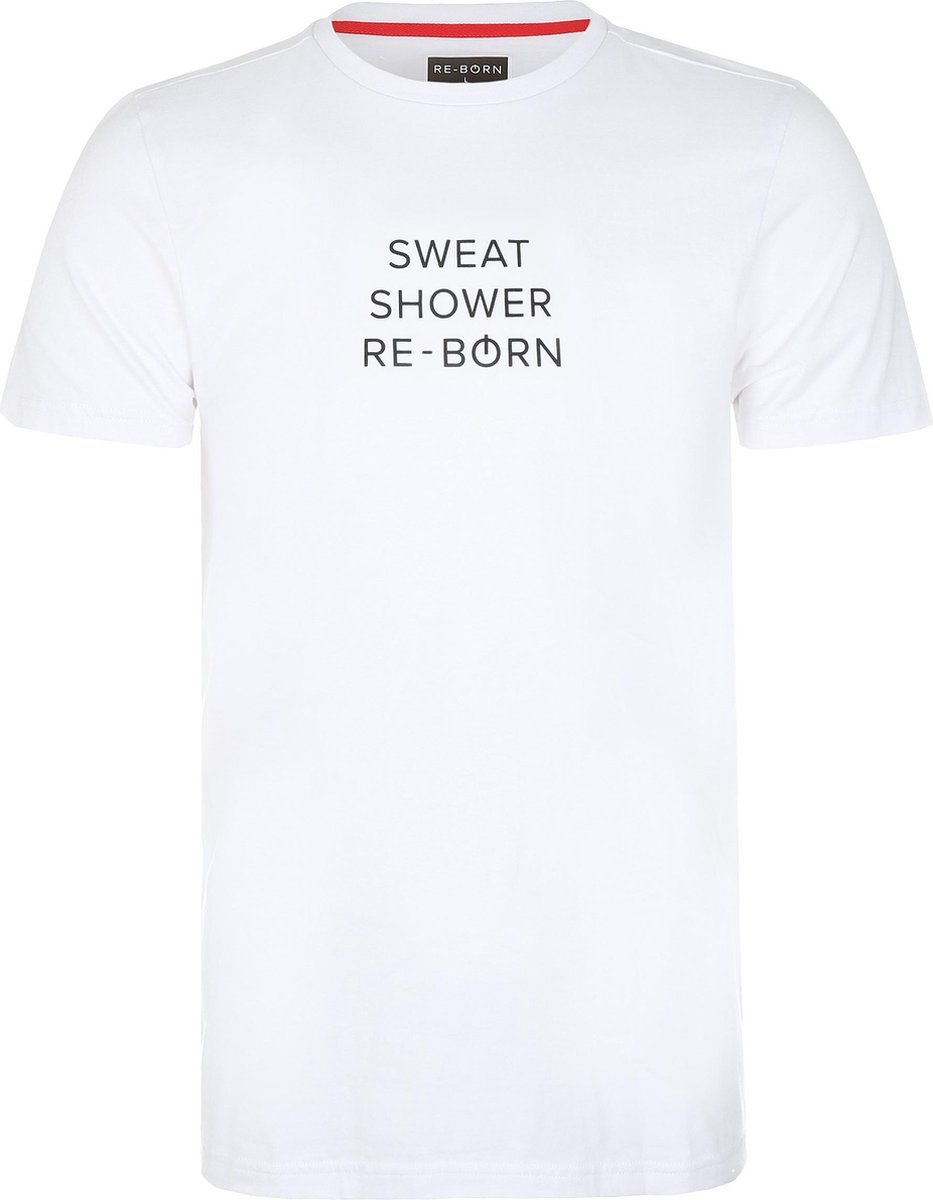 Re-Born Slogan T-shirt Sweat Korte Mouw Unisex - Wit - Maat M