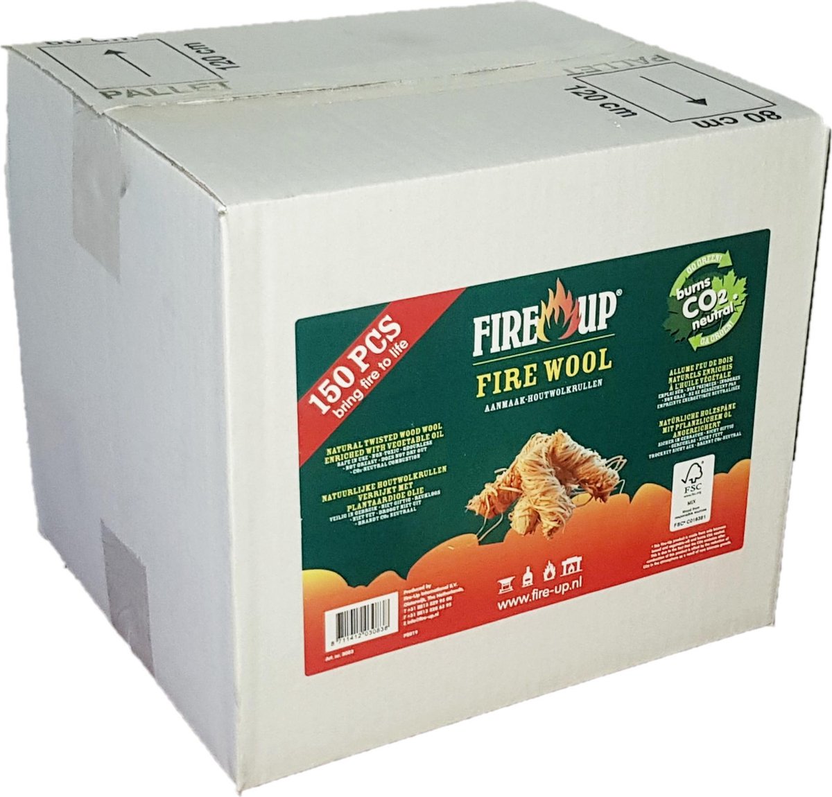 Fire-up Barbecue aanmaak houtwolkrullen - 150x - reukloos - niet giftig - BBQ