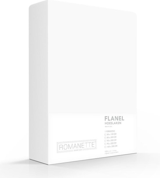 Excellente Flanel Hoeslaken Eenpersoons Extra Lang Breed Wit | 100x200 | Ideaal Tegen De Kou | Heerlijk Warm En Zacht