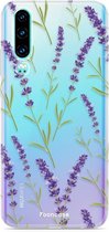 Fooncase Hoesje Geschikt voor Huawei P30 - Shockproof Case - Back Cover / Soft Case - Purple Flower / Paarse bloemen