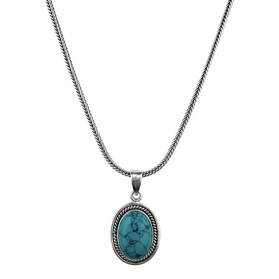Bespoke Jewelry - Bali ketting met turquoise steen hanger - Foxtail chain -  925... | bol.com