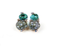 Oorringen Model Dubble Bubble Pave zilveren oorringen oorbellen roos goud verguld gezet met blauwe stenen
