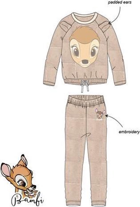 Pyjama Disney 2 pièces 'Bambi' polaire et jersey