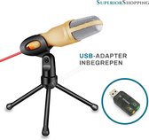 Microfoon Voor PC - Laptop - Tablet - Telefoon - Statief - USB Adapter - YouTube - Skype - Podcast - Studio - Opnames - Zingen - Karaoke - Gold-Edition