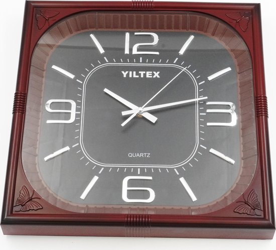 Horloge murale - Plastique - 34,5x34,5 cm - Rouge Bordeaux